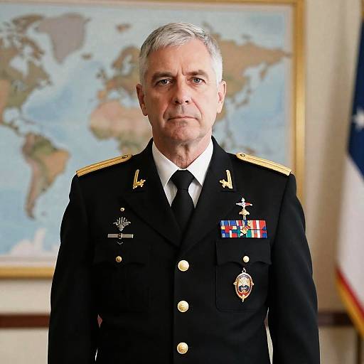 Serious Military Man Portrait with Medals