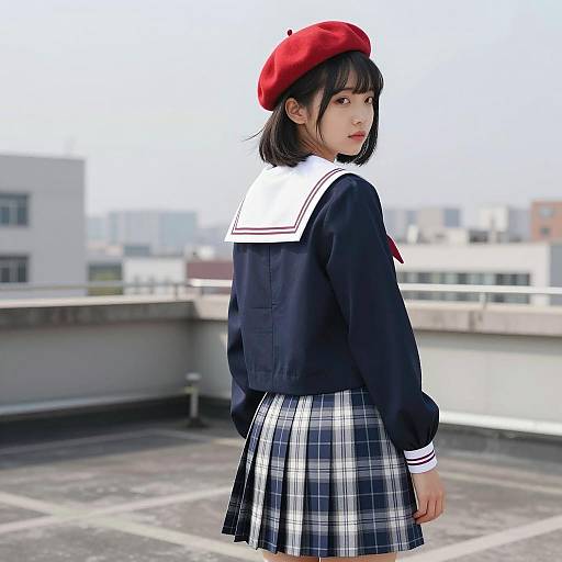 Urban Chic: Asian Girl in Sailor Style