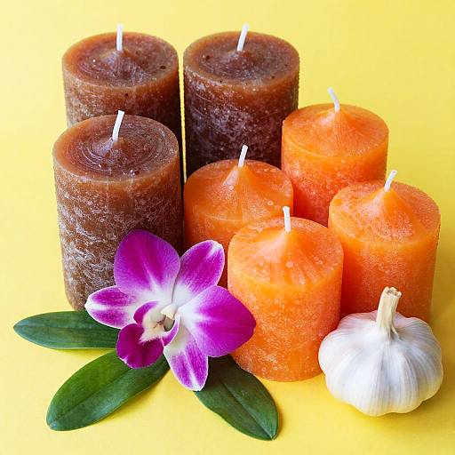 Vibrant Still Life with Candles & Flowers