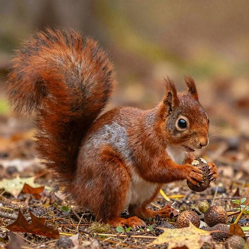 Whimsical Red Squirrel in Autumn