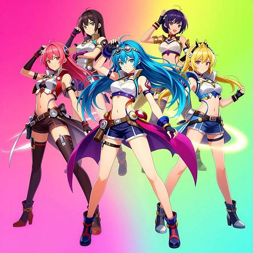 Dynamic Anime Females in Action