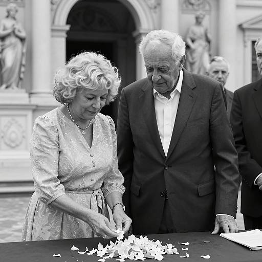 Elderly Couple Scattering Flower Petals