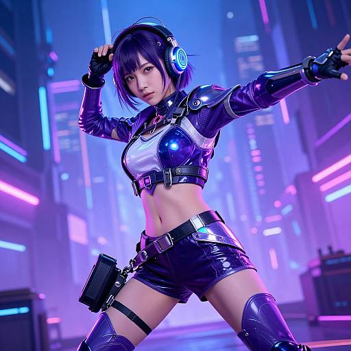 Cyberpunk Gamer Girl in Action