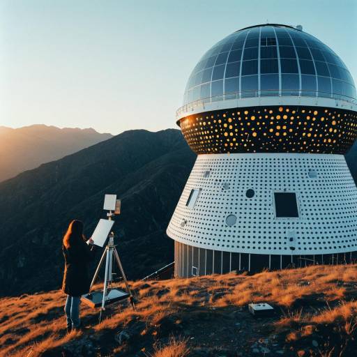 Woman Calibrating Instruments at Solar Observatory at Dawn