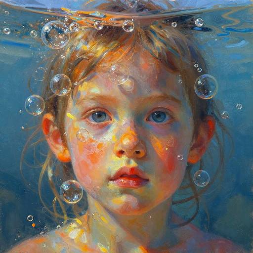 Surreal Child Portrait with Crystal Bubbles