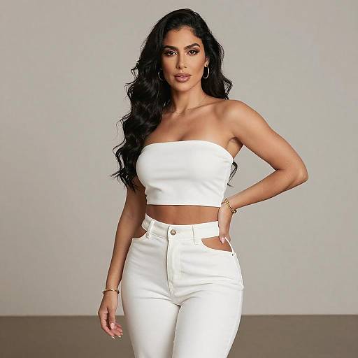 Confident Woman in Stylish White Outfit