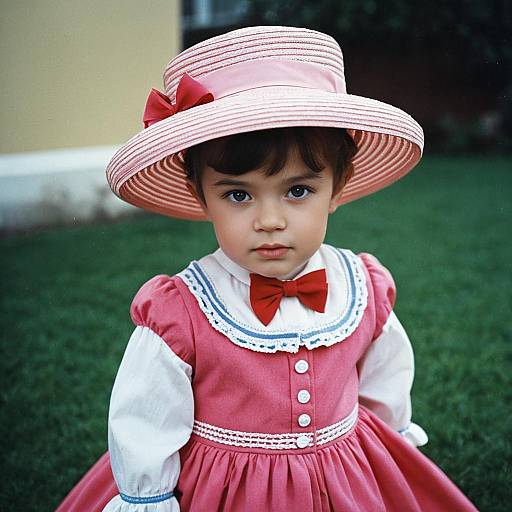 Toddler in Vintage Pink Dress and Hat