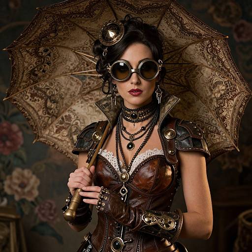 Steampunk Woman with Ornate Parasol