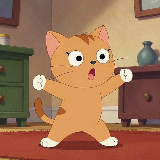 Retro Animated Playful Teen Cat
