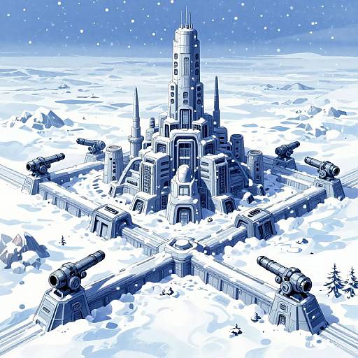 Colossal Sci-Fi Fortress in Blizzard