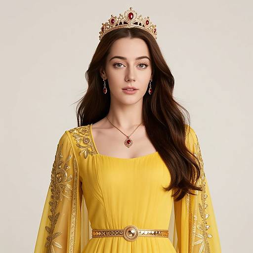 Regal Woman in Yellow Dress