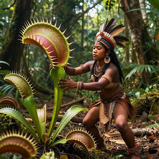 Hyper-Real Tribal Dancer with Venus Flytrap