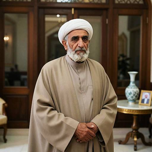 Elderly Middle Eastern Man in Rich Decor