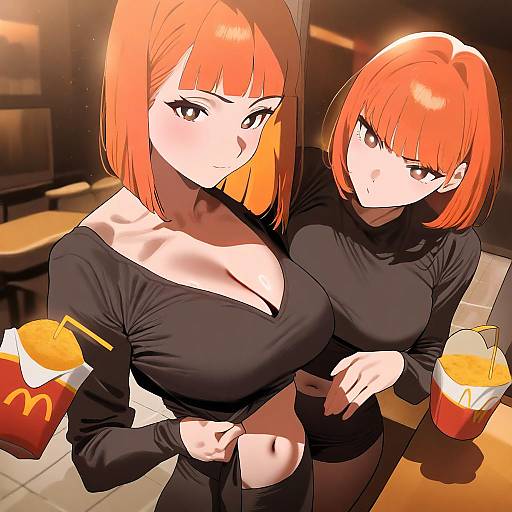 Illustration of Mother (yoru mac), mcdonald's in the style of Ramanda