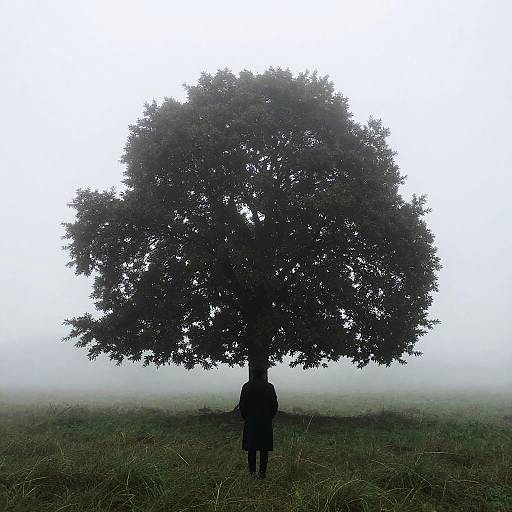 Solitary Figure on Foggy Hill
