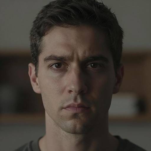 Intense Portrait of a Man in Shadows