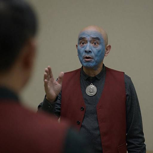 Surprised Bald Man with Face Paint