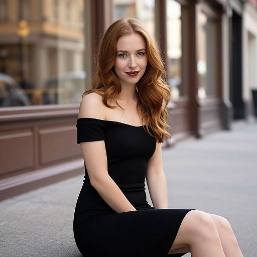 Urban Portrait of Woman in Black Dress