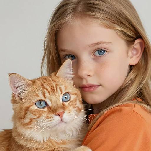 Heartwarming Moment: Girl and Cat