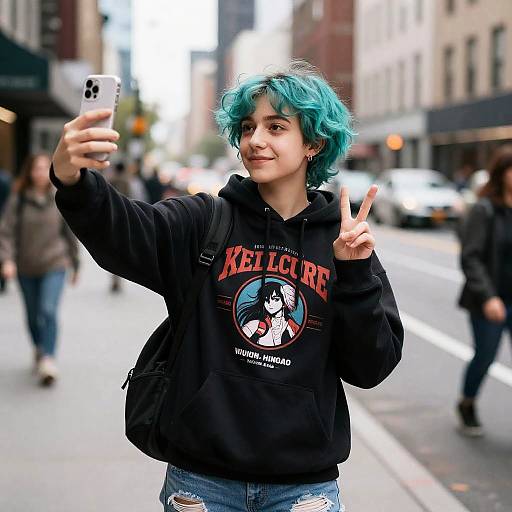 Non-Binary Selfie in Urban Scene