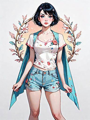 Bohemian Chic Sheer Floral Full-Body Portrait