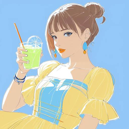 Charming Girl Enjoying a Drink