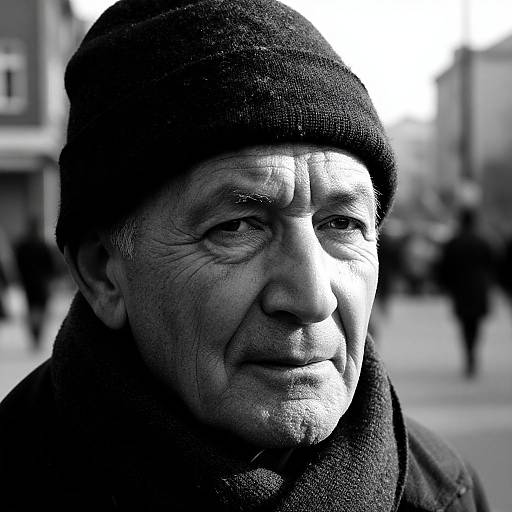 Black and White Portrait of Old Man
