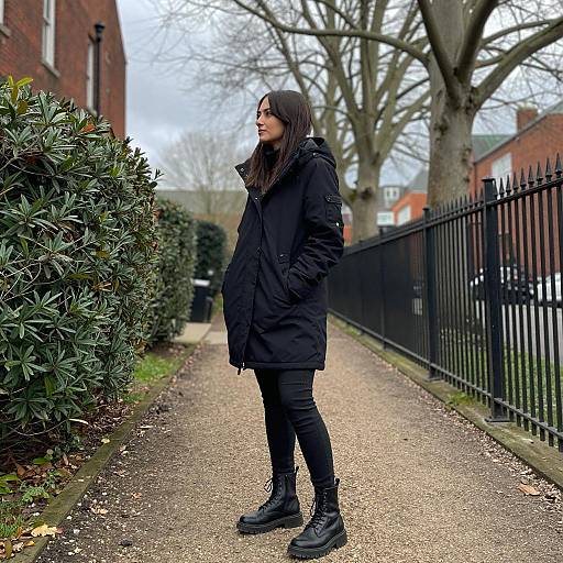 Mysterious Young Woman on Gravel Path