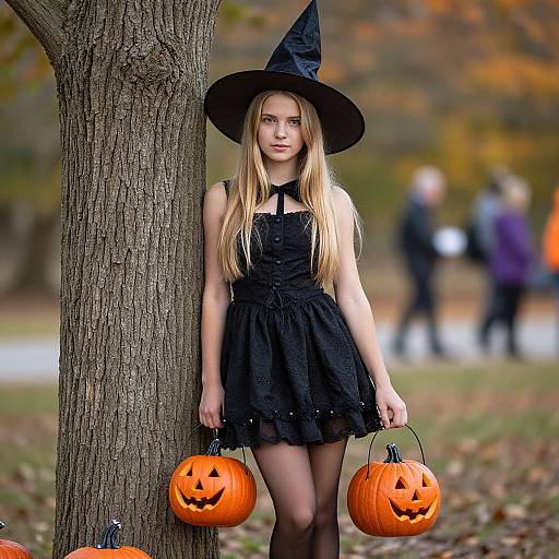 Blonde Witch Girl Halloween Scene