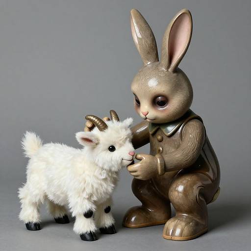 Creepy Easter Bunny Plush with Baby Goat