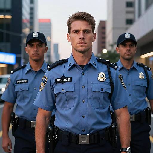 Confident Handsome Cops in Urban Dusk