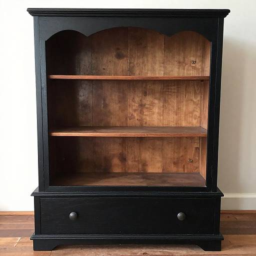 Vintage Black Lacquered Wood Hutch