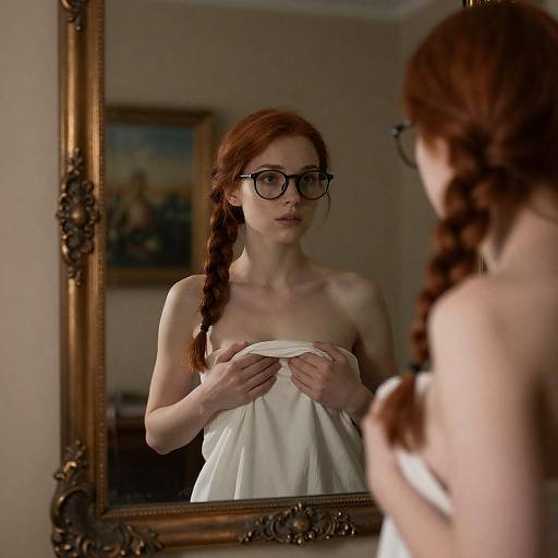 Red-haired Woman in Front of Ornate Mirror