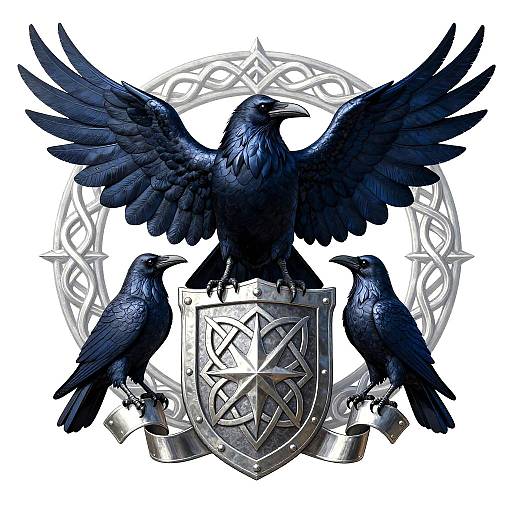 Majestic Raven Family Crest Design