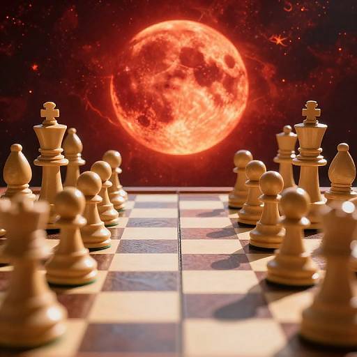 Cosmic Chess Battle at Sunset