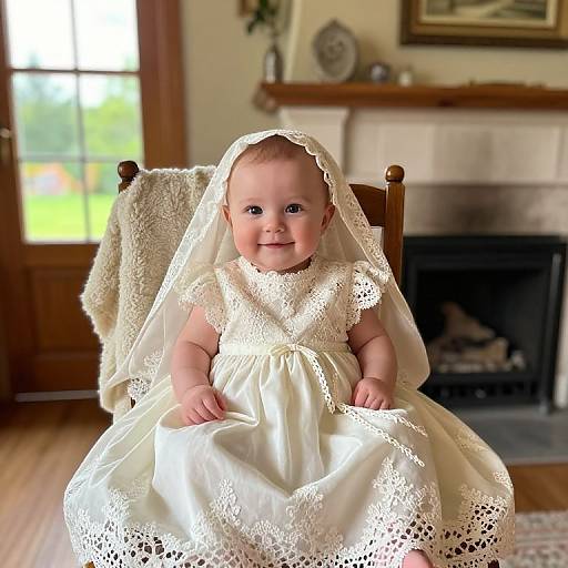 Baby in Ivory Christening Gown