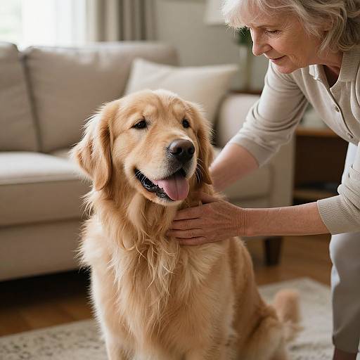 Elderly Woman with Golden Retriever