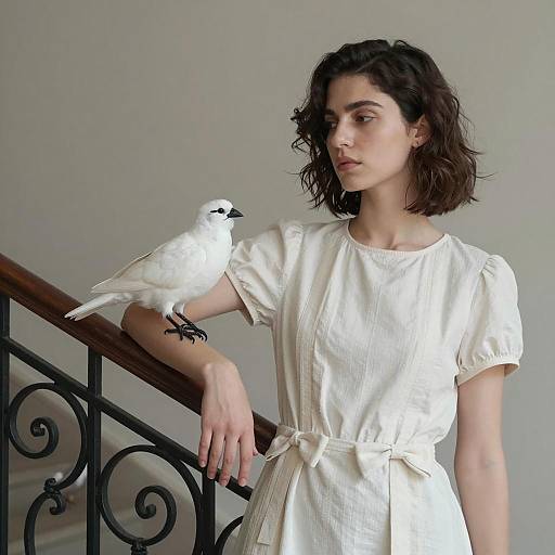 Woman with Birds in Elegant Setting