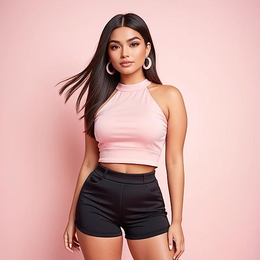 Chic Fashionista in Pastel Pink Studio