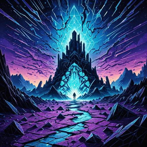 Cosmic Crystalline Wasteland with Lone Figure