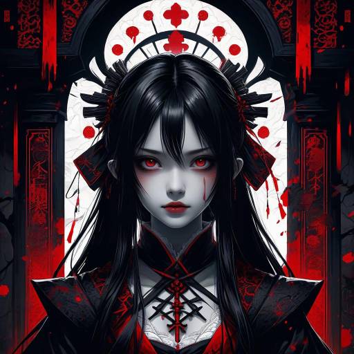 Eerie Gothic Anime Portrait with Shadows