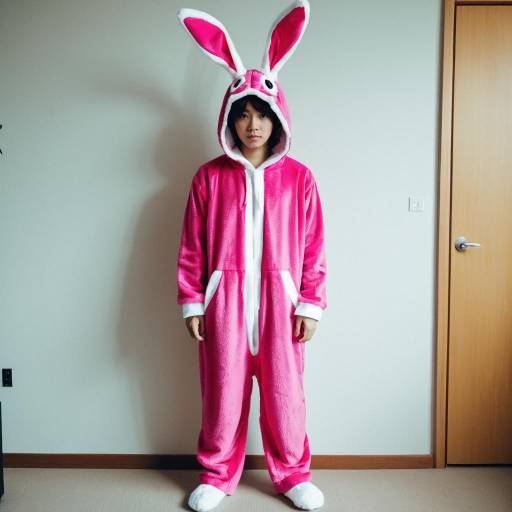 Playful Male in Pink Rabbit Costume