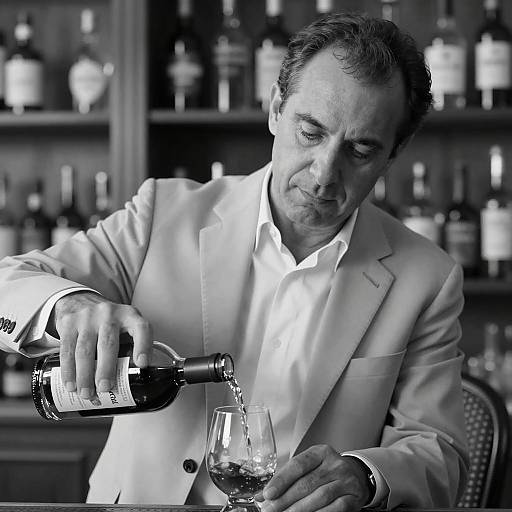 Concentrated Liquor Pouring in B&W