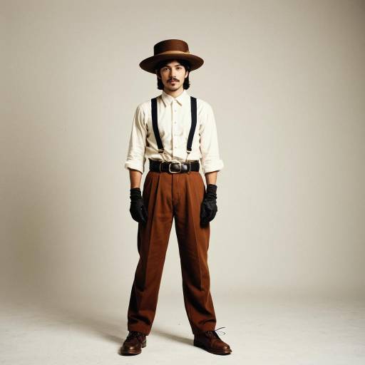 Man in Vintage Brown Hat and Suspenders