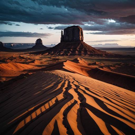 Monument Valley at Dusk with Sand Dunes