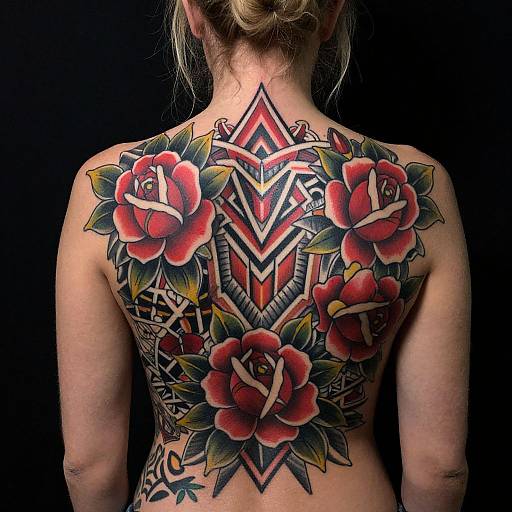 Vibrant Back Tattoo on Woman