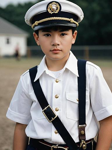 Boy in Marine Uniform Costume