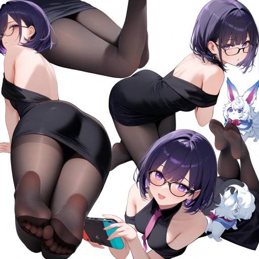 Stylish Gamer Girl in Pantyhose