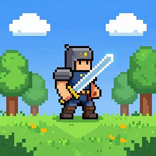 Pixel Art Brave Warrior RPG Scene
