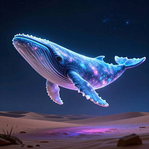 Cyberspace Whale Over Neon Desert